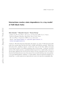 Arxiv: Interactions Resolve State-Dependence in a Toy-Model Of