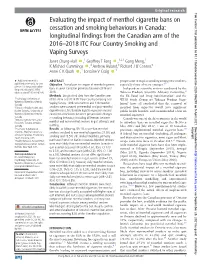 Evaluating the Impact of Menthol Cigarette Bans On