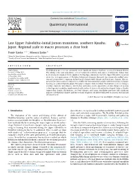 Late Upper Paleolithic-Initial Jomon Transitions, Southern Kyushu, Japan: Regional Scale to Macro Processes a Close Look