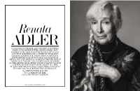 Renata ADLER OCCASIONALLY THERE ARE WRITERS TALENTED ENOUGH to DEFINE THEIR GENERATIONS