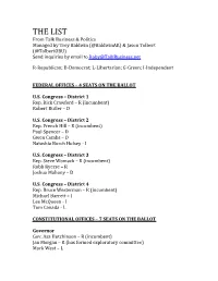 THE LIST from Talk Business & Politics Managed by Trey Baldwin (@Baldwinar) & Jason Tolbert (@Tolbertobu) Send Inquiries by Email to Roby@Talkbusiness.Net