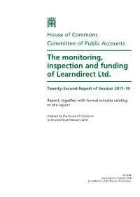 The Monitoring, Inspection and Funding of Learndirect Ltd