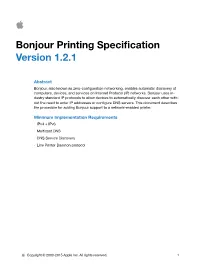 Bonjour Printing Specification