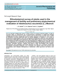 Ethnobotanicalsurvey and Preliminary Phytochemical Evaluation Of