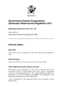 Government Owned Corporations (Generator Restructure) Regulation 2011