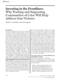Investing in the Frontlines: Why Trusting and Supporting Communities of Color Will Help Address Gun Violence Amber K