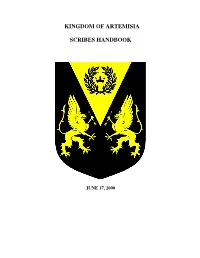 Kingdom of Artemisia Scribes Handbook