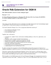 Oracle Rdb Extension for OEM 9I Release V7.1.0.0