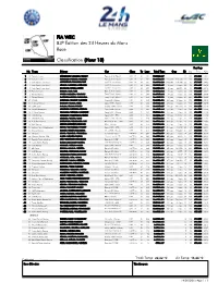 Race 83º Edition Des 24 Heures Du Mans FIA WEC Classification (Hour