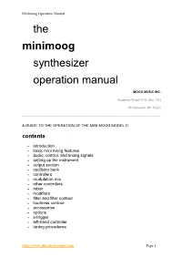 The Minimoog Synthesizer Operation Manual