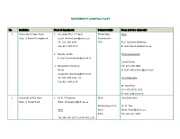 University Contact List