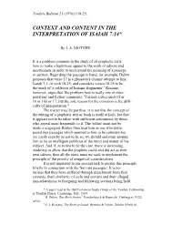 Context and Content in the Interpretation of Isaiah 7:14*