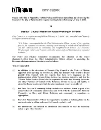 Council Motion on Racial Profiling in Toronto