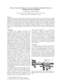 Ethane / Nitrous Oxide Mixtures As a Green Propellant to Substitute Hydrazine: Validation of Reaction Mechanism C