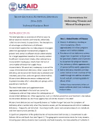 Interventions for Addressing Vitamin and Mineral Inadequacies
