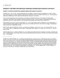 Marriott Distribution Services Awarded Darden Restaurants Contract