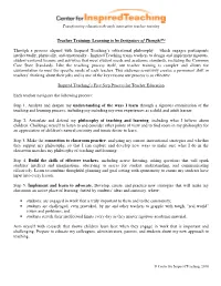 Teacher Training: Learning to Be Instigators of Thought™ Through a Process Aligned with Inspired Teaching's Educational Phil