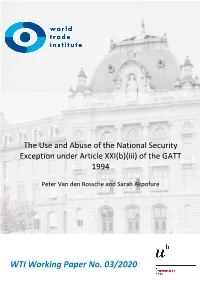 WTI Working Paper No. 03/2020