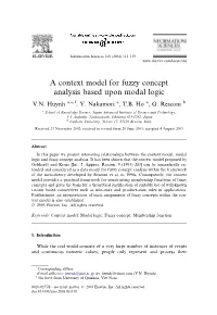 A Context Model for Fuzzy Concept Analysis Based Upon Modal Logic V.N