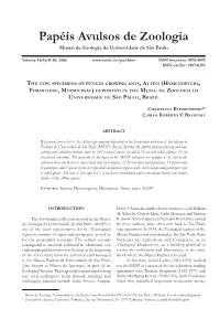 ABSTRACT We Present Here a List of the Attini Type Material Deposited In