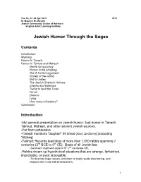 Humor in Talmud and Midrash