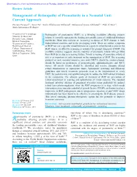 Management of Retinopathy of Prematurity in a Neonatal Unit