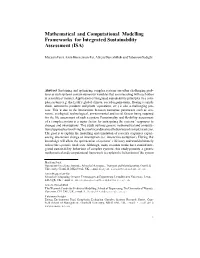 Mathematical and Computational Modelling Frameworks for Integrated Sustainability Assessment (ISA)