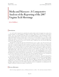 Media and Massacre: a Comparative Analysis of the Reporting of the 2007 Virginia Tech Shootings