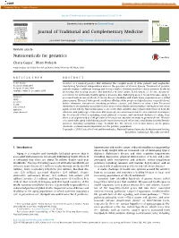 Nutraceuticals for Geriatrics