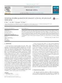 Achieving Ultrafine-Grained Ferrite Structure in Friction Stir Processed