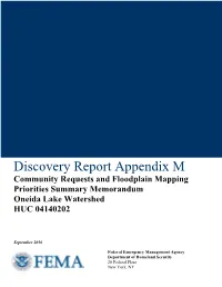Discovery Report Appendix M Community Requests and Floodplain Mapping Priorities Summary Memorandum Oneida Lake Watershed HUC 04140202