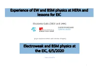 Experience of EW and BSM Physics at HERA and Lessons for EIC