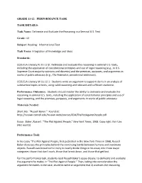 GRADE 11-12: PERFORMANCE TASK TASK DETAILS: Task Name
