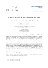 Magnetoreception in Microorganisms and Fungi