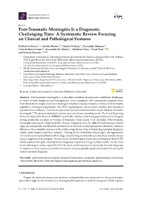 Post-Traumatic Meningitis Is a Diagnostic Challenging Time: a Systematic Review Focusing on Clinical and Pathological Features