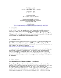 The First Cryptographic Hash Workshop