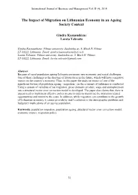 The Impact of Migration on Lithuanian Economy in an Ageing Society Context