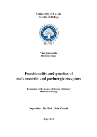 Functionality and Genetics of Melanocortin and Purinergic Receptors