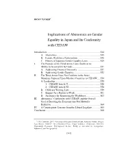 Implications of Abenomics on Gender Equality in Japan and Its Conformity with CEDAW