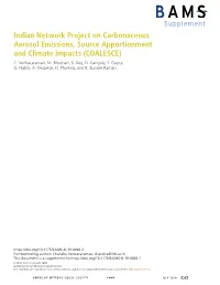 Indian Network Project on Carbonaceous Aerosol Emissions, Source Apportionment and Climate Impacts (COALESCE) C
