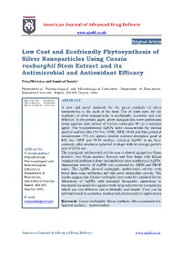 Low Cost and Ecofriendly Phytosynthesis of Silver