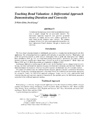 Teaching Bond Valuation: a Differential Approach Demonstrating Duration and Convexity