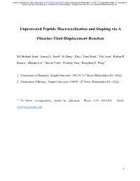 Unprotected Peptide Macrocyclization and Stapling Via a Fluorine-Thiol