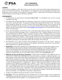 2021 Tournament Rules & Regulations General Responsibility