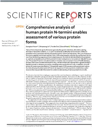 Comprehensive Analysis of Human Protein N-Termini Enables