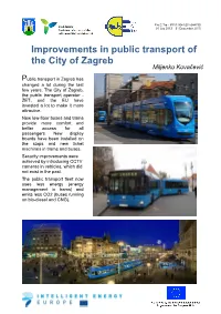 Improvements in Public Transport of the City of Zagreb
