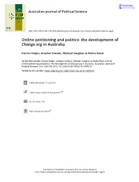 Online Petitioning and Politics: the Development of Change.Org in Australia