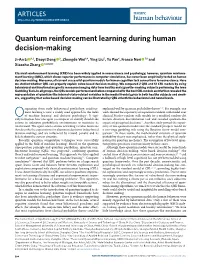 Quantum Reinforcement Learning During Human Decision-Making