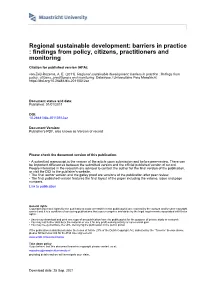 Regional Sustainable Development: Barriers in Practice : Findings from Policy, Citizens, Practitioners and Monitoring