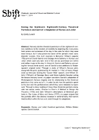 Seeing the Sentiment: Eighteenth Century Theatrical Portraiture And